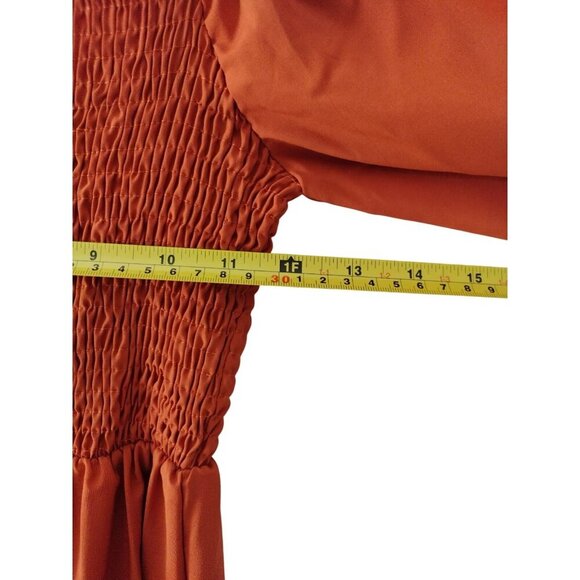 Women's Long Sleeve Ruched Hem Maxi Dress in Rust by Alishebuy. NWT - Picture 7 of 9